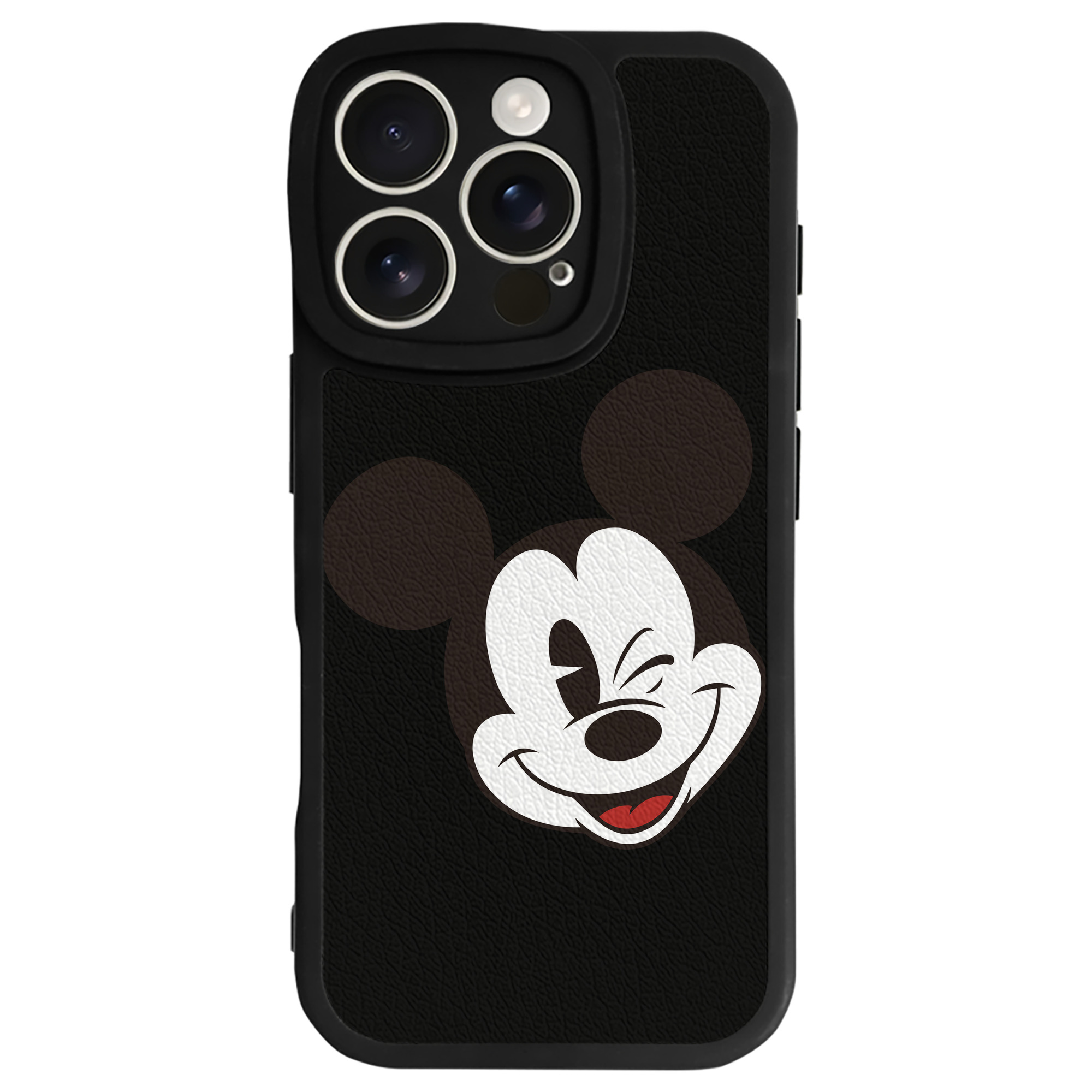 （画像用） ミッキーマウス Mickey Mouse 【iPhone 16シリーズ対応】シリコンスマホケース（レザー調） 材質：シリコン